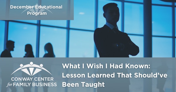 December Educational Program: What I Wish I Had Known: Lesson Learned That Should've been Taught