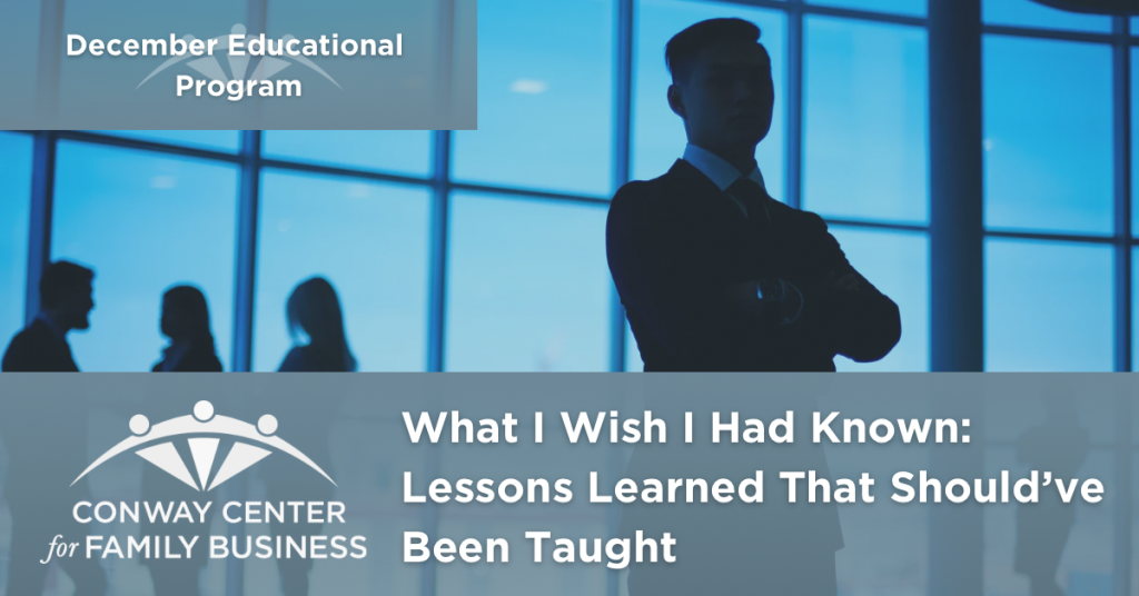 December Educational Program: What I Wish I Had Known: Lessons Learned That Should've been Taught